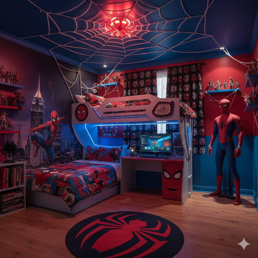 habitación temática spiderman