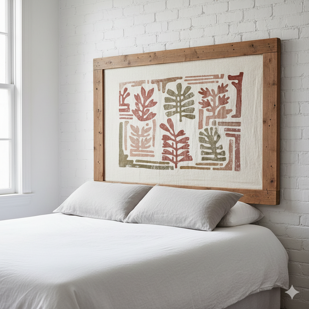 marco de madera y un retal bonito de algodón reciclado